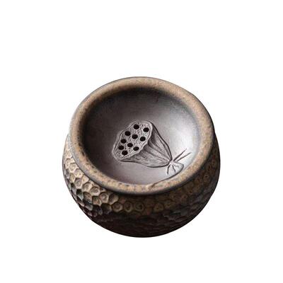 复古粗陶水盂建水茶洗桌面茶渣缸废水垃圾桶大号带盖过滤干湿分离