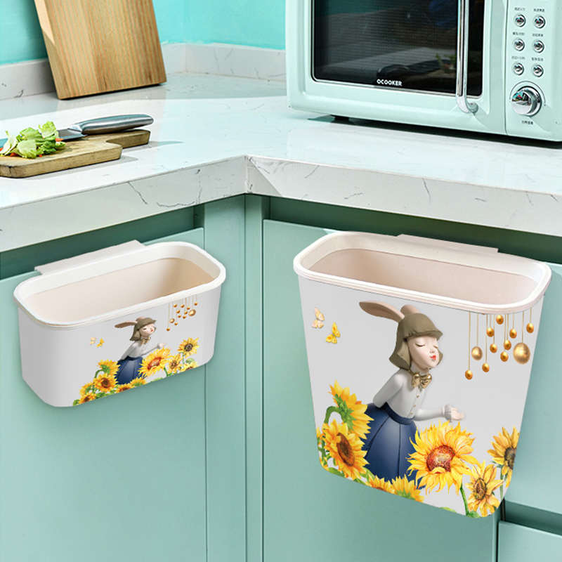 家用挂在橱柜门上的垃圾桶厨房挂式大容量迷你窄小号厕所卫生间新