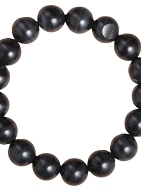 新疆和田玉聚墨籽料青花圆珠手串