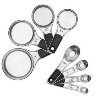 美国OXO奥秀创意磁吸式不锈钢量杯量勺4件套烘焙用勺面粉勺咖啡勺