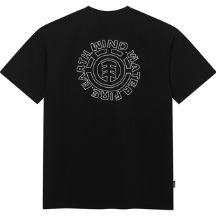 美国ELEMENT滑板短袖T恤男黑色宽松复古logo印花纯棉重磅休闲半袖