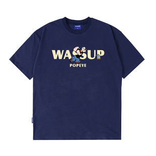 WASSUP卡通大力水手短袖T恤男夏季潮牌新款宽松情侣百搭情侣半袖