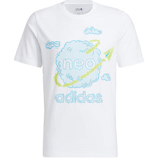 Adidas/阿迪达斯正品Neo夏季男女运动透气休闲印花短袖T恤 HS8853