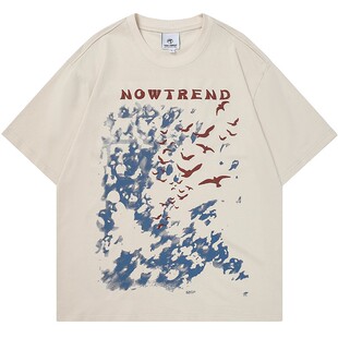 From Mars Flying bird in the sky short-sleeved T-shirt loose