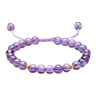 周六福正品官方旗舰店5d硬金定价女紫晶手链黄晶手链新年礼物女款