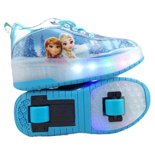 新款卡通儿童暴走鞋带灯男女爆走鞋单轮双轮闪光运动鞋带轮子鞋