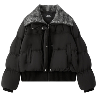 【商场同款】太平鸟拼接羽绒服女白鸭绒保暖加厚外套女A3ACF4424