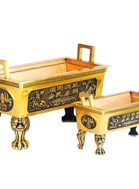 纯铜四方铜鼎香炉供奉