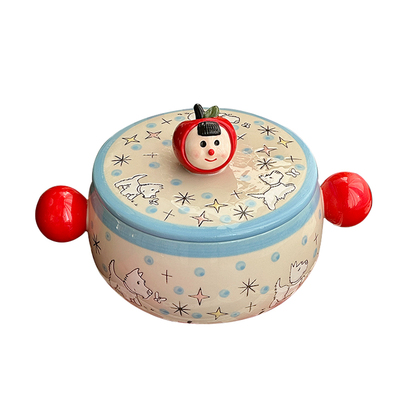 苹果小狗釉下彩餐具套装乔迁礼物