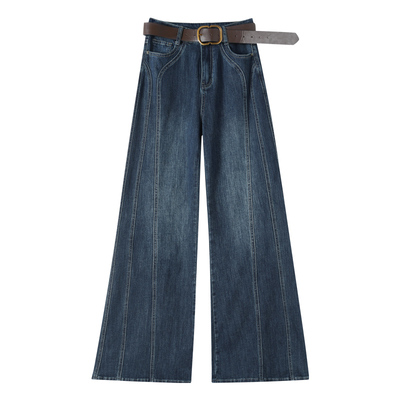 宽松韩版加绒不贴腿喇叭牛仔裤