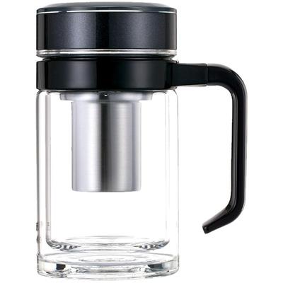 万象玻璃杯带把手大容量双层隔热