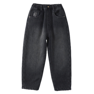 男童新款羊羔绒牛仔裤冬季加绒加厚儿童裤子休闲宽松大童一体绒潮