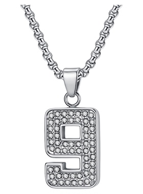 轻奢极简钛钢镶水钻幸运数字项链