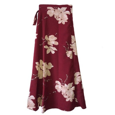 夏季雪纺碎花长裙一片式开叉裹裙