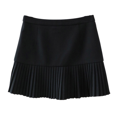 欧洲站春秋新款风琴褶A字半身裙