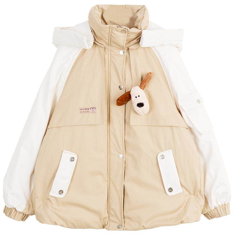 凯莉欧可拆连帽工装派克服羽绒服