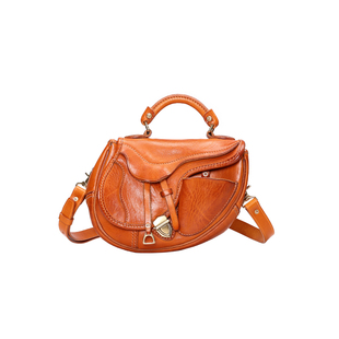 HALF WORK 【曾毅同款】复古马鞍包头层牛皮真皮手工斜挎包单肩包