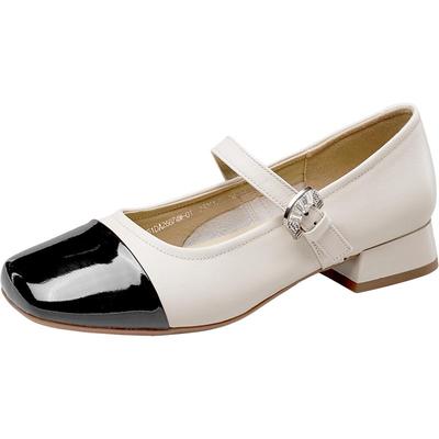 方头玛丽珍鞋意尔康真皮