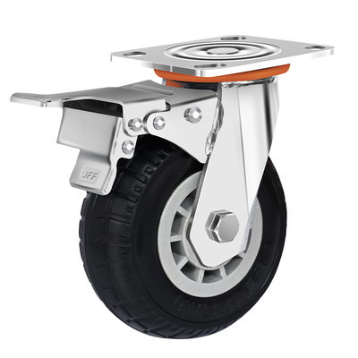 万向轮子重型平板手推车静音轮拖车滑轮带刹车34568寸橡胶脚轮