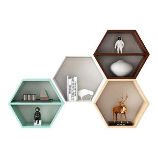 六边形蜂窝创意简约墙上置物架格子隔板书房壁挂书架背景墙装饰柜