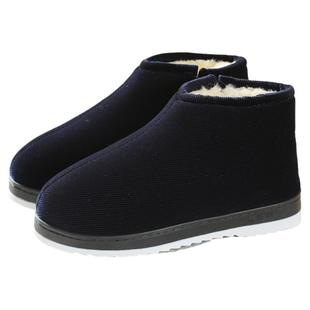 中年老人保暖鞋女男冬季高帮厚底加绒包跟手工室内防滑透气鸡婆鞋