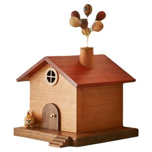 创意飞屋云朵房子储蓄罐实木儿童男孩女孩气球房子六一儿童节礼物