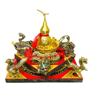 纯黄铜聚宝盆金龙葫芦摆件貔貅金蟾龙龟麒麟客厅店铺生意摆件五帝