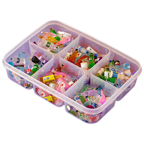 微缩模型食玩收纳盒萌粒展示盒迷你玩具透明分格盒摆件积木整理盒