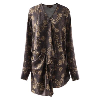 荡领不对称荷叶边衬衫