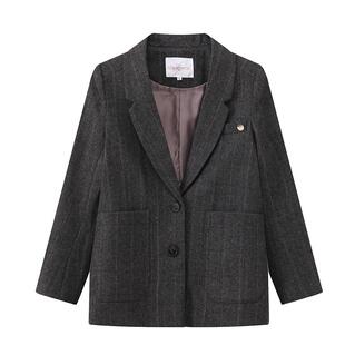 小个子格子西装毛呢大衣女短款2025春秋新款羊毛复古英伦呢子外套