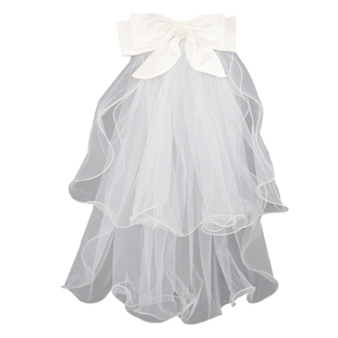 蝴蝶结头纱领证登记求婚订婚结婚婚礼新娘轻婚纱高级感短款白色小