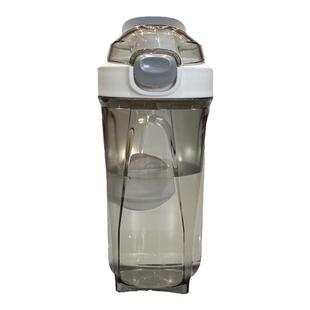 运动水杯女生高颜值夏天带刻度健身奶昔摇摇杯简约塑料杯子耐高温