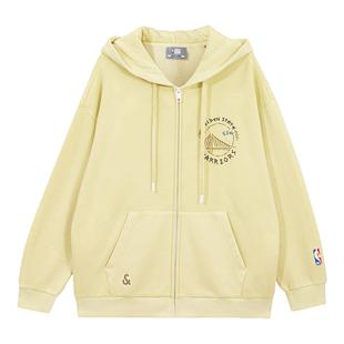 杰克琼斯冬季新款NBA联名勇士队潮流加绒内里连帽开衫卫衣男装