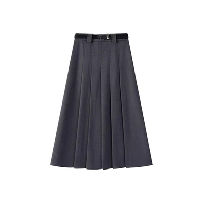 打工人秋冬通勤灰色毛呢半身裙