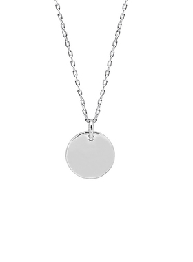 s925纯银百搭光面圆牌项链小众气质饰品个性简约15mm银牌锁骨链