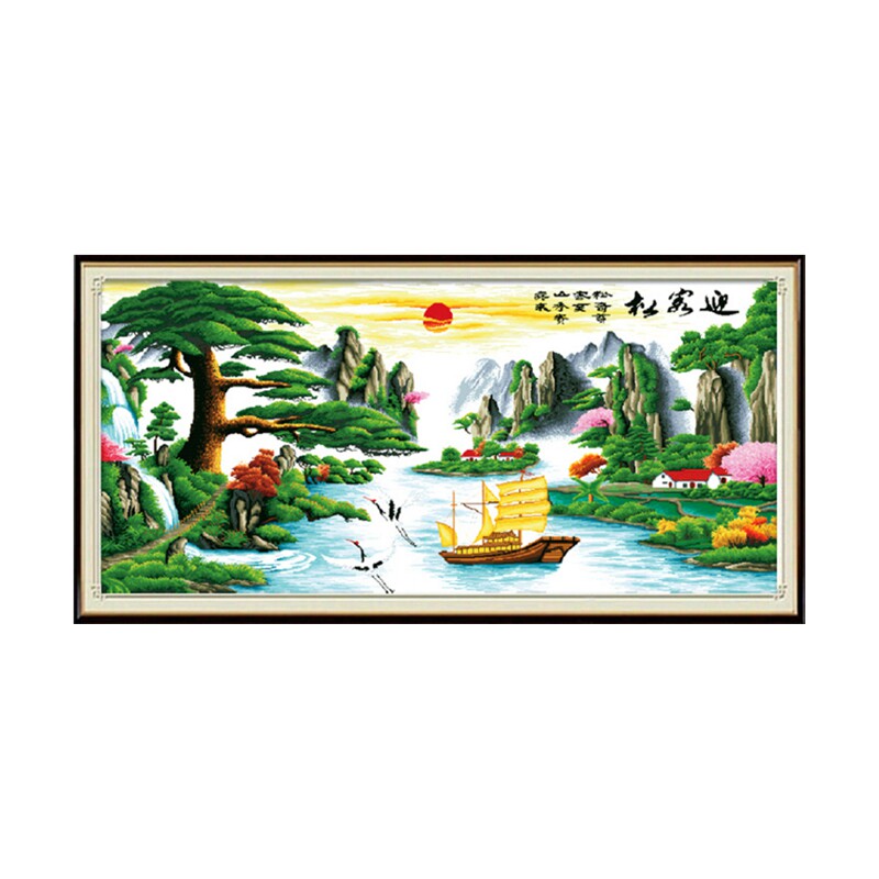 纯手工绣好的十字绣财运版成品