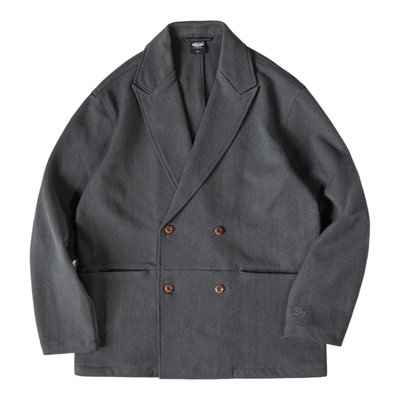 复古重磅双排扣西装外套