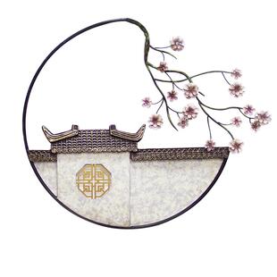 中式墙面装饰创意立体铁艺壁挂客厅墙饰挂件餐厅书房圆形立体壁饰