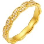 周六福黄金镶嵌钻石戒指女款黄金麦穗戒指旗舰店节日礼物送女友