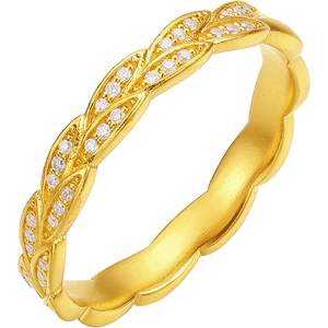 周六福黄金镶嵌钻石戒指女款黄金麦穗戒指旗舰店节日礼物送女友