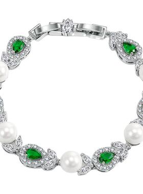 欧美可调节高级感水晶珍珠手链女