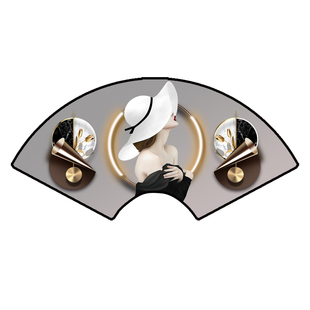 现代轻奢卧室装饰画高级感床头背景墙挂画简约扇形美容院墙上壁画