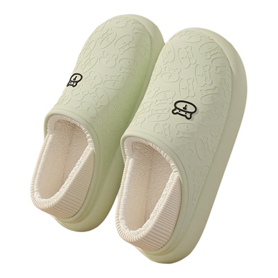 新款防水防滑卡通室内毛绒棉拖鞋