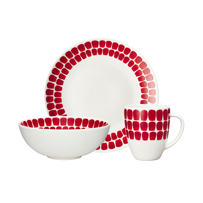 arabia24h复古红陶瓷碗盘马克杯