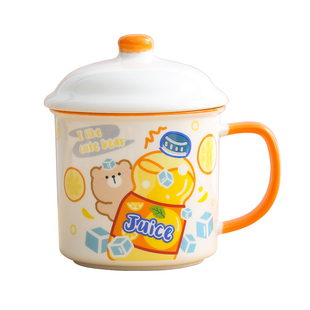 陶瓷马克杯女家用咖啡杯办公室创意带盖瓷杯大容量茶杯喝水杯