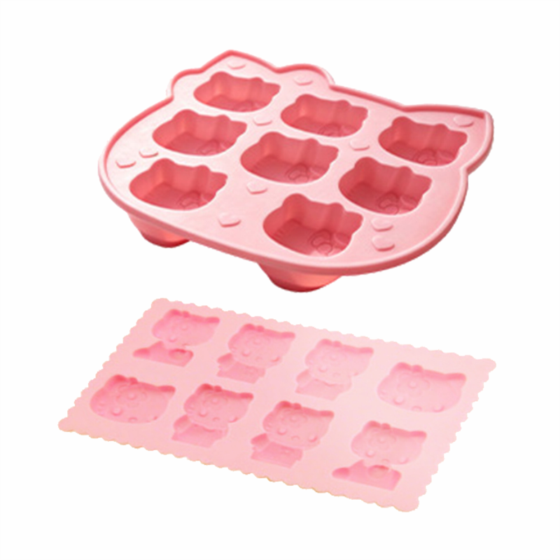 卡通kt猫造型硅胶制家用冰格冰块果冻布丁蒸糕辅食烘焙蛋糕模具