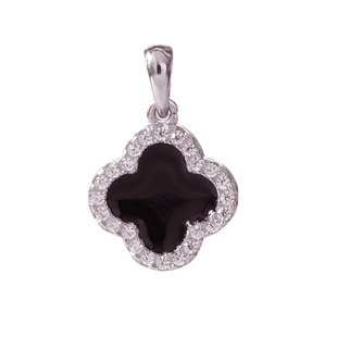 999足银吊坠女四叶草铂金色锁骨链S925纯银小坠子项坠单坠不含链