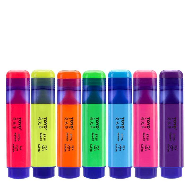 TOYO(东洋)SP25无香黄蓝绿红橙紫粉色斜头手账大容量学生用护眼粗颜值荧光笔标记速干套装10支/盒/单头/无味