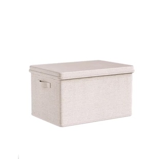 棉麻带盖布艺衣服收纳箱家用衣柜整理可折叠衣物储物箱盒超大容量