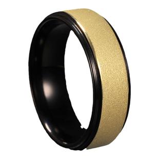 飒雅男士戒指高级感潮男个性黑金色磨砂钨金食指单身指环乌金男戒